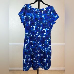 Ivanka Trump Watercolor Floral Sheath Dress Short Sleeve Elegant Fit Career Chic